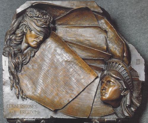 Cornerstones of Freedom a Bronze Relief Sculpture Allegory by James Muir Bronze Allegorical Sculptor-Artist