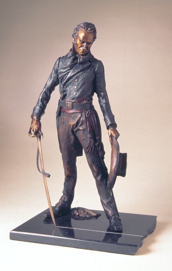 Colonel Travis - The Line a Maquette-size Bronze Sculpture Allegory by James Muir
