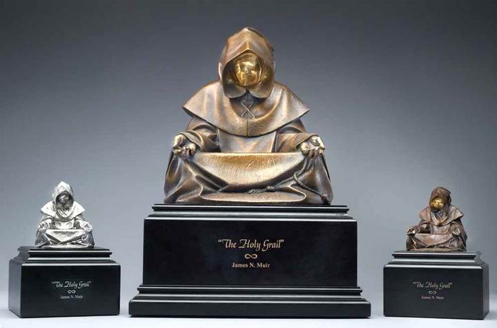 The Holy Grail a Bronze Sculpture Allegory by James Muir Bronze Allegorical Sculptor-Artist