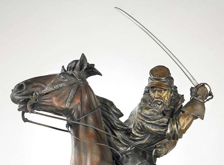 The Last Horseman a Bronze Civil War Sculpture Allegory by James Muir Bronze Allegorical Sculptor