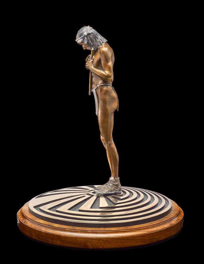 Man In The Maze Bronze Sculpture Allegory (side view) by James Muir Bronze Allegorical Sculptor-Artist