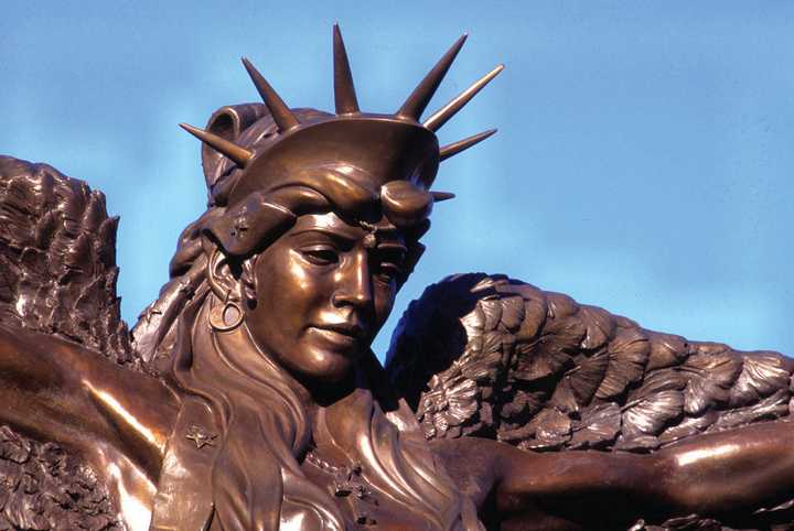 Caduceus a monumental bronze sculpture allegory by James Muir