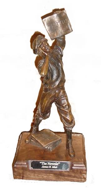 The Newsboy Study 'Newsie' Bronze Sculpture Allegory by James Muir