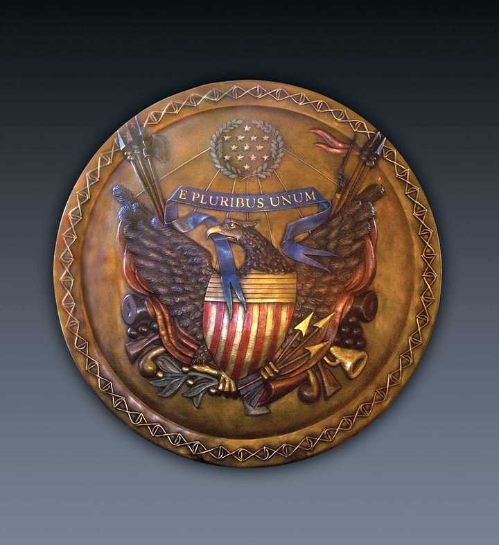 The Shield of America a Bronze Sculpture Allegory by James Muir Bronze Allegorical Sculptor-Artist