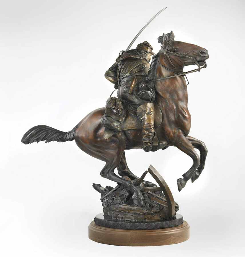 The Last Horseman a Bronze Civil War Sculpture Allegory by James Muir Bronze Allegorical Sculptor