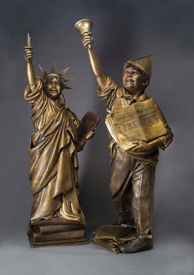 Let Freedom Ring & Lil Liberty Life-size Bronze Sculpture Allegories by James Muir
