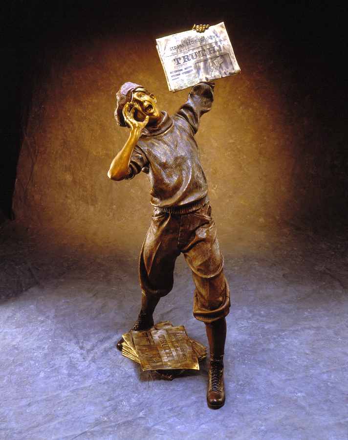 The Newsboy Life-size Bronze Sculpture Allegory by James Muir