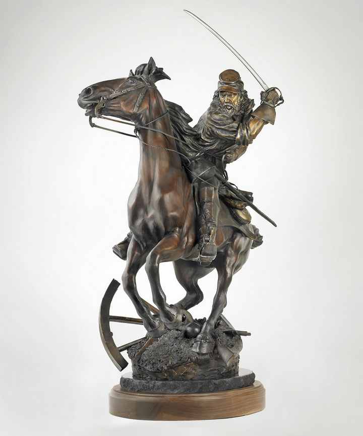 The Last Horseman a Bronze Civil War Sculpture Allegory by James Muir Bronze Allegorical Sculptor-Artist
