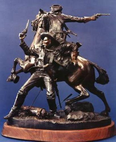 Rescue Under Fire a Bronze Indian War Sculpture by James Muir
