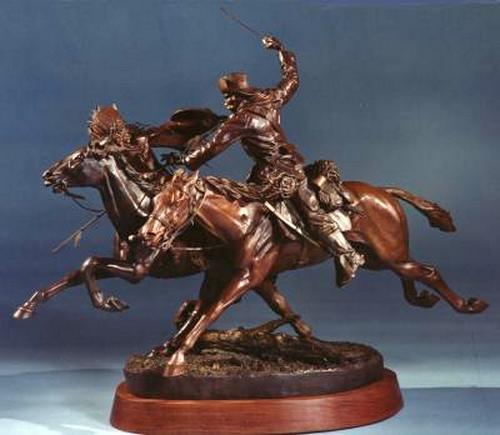 Sabre and Lance a Bronze Indian War Sculpture by James Muir