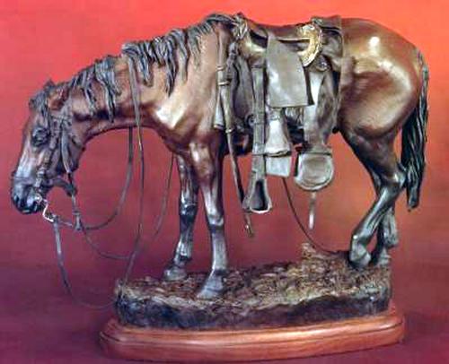 The Empty Saddle a Bronze Civil and Indian War Sculpture by James Muir