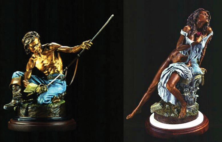 The Sabre and The Rose a Bronze Civil and Indian War Era Sculpture by James Muir